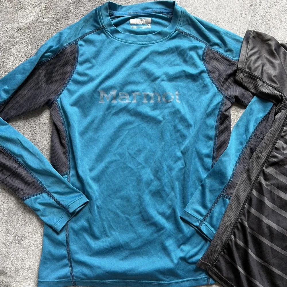 Lot of 2 Marmot Athletic Running Shirts Youth Boys‎ Size Large Activewear